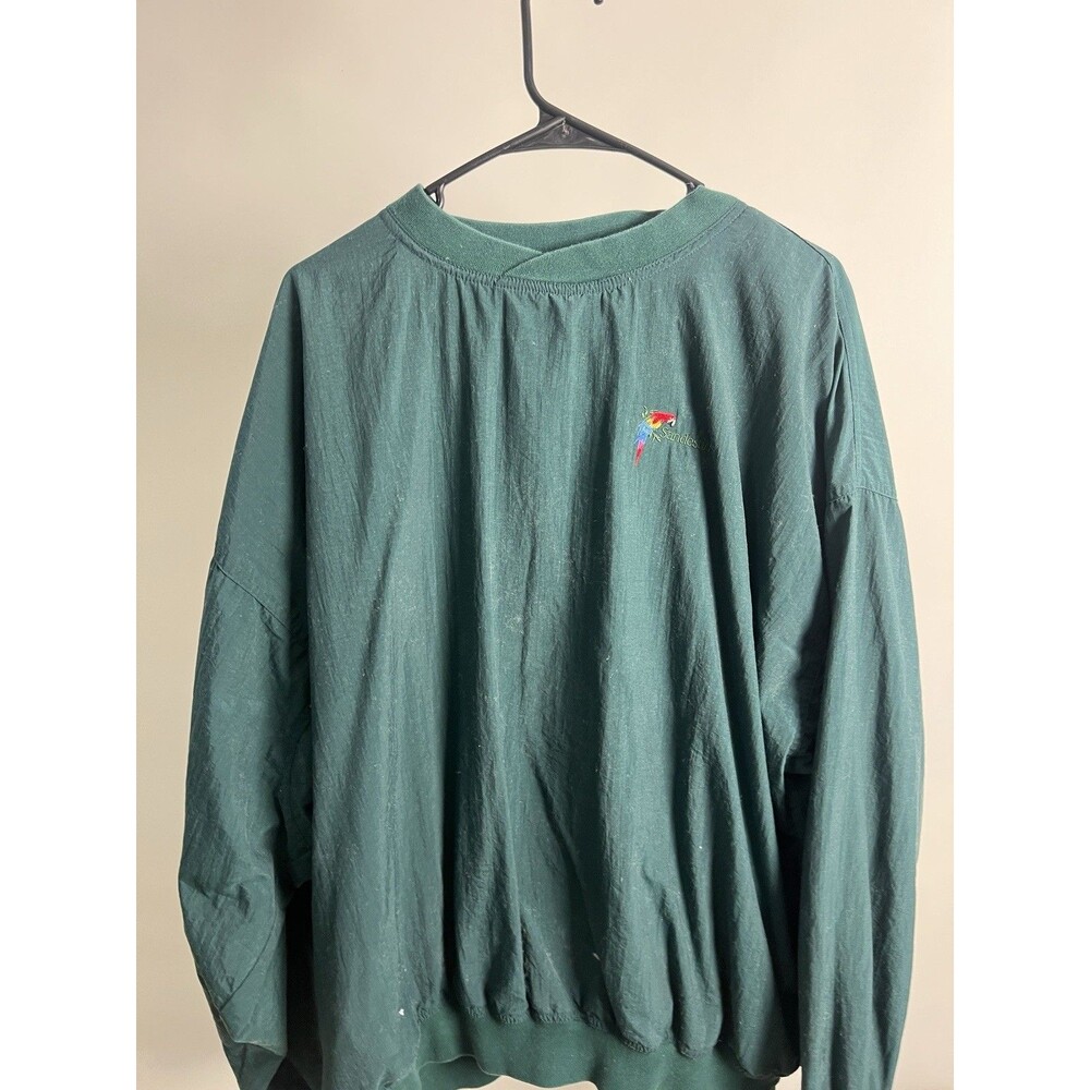 Vintage Sports Men's XXL Green Crew Neck Pullover Sweatshirt Nylon Embroidered